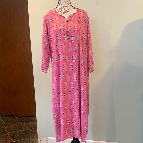 Kurta 3/4 Sleeve Pink Floral Women's Size 46 or Approx. XL - Picture 1 of 7